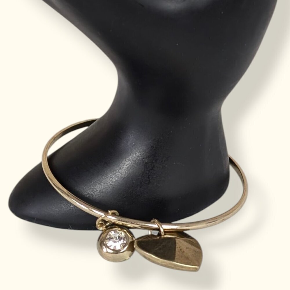 Dangling Puffy Heart & Rhinestone Bracelet